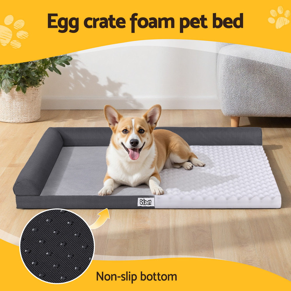 Large Plush Pet Bed with Egg Crate Foam – Removable & Washable Cover