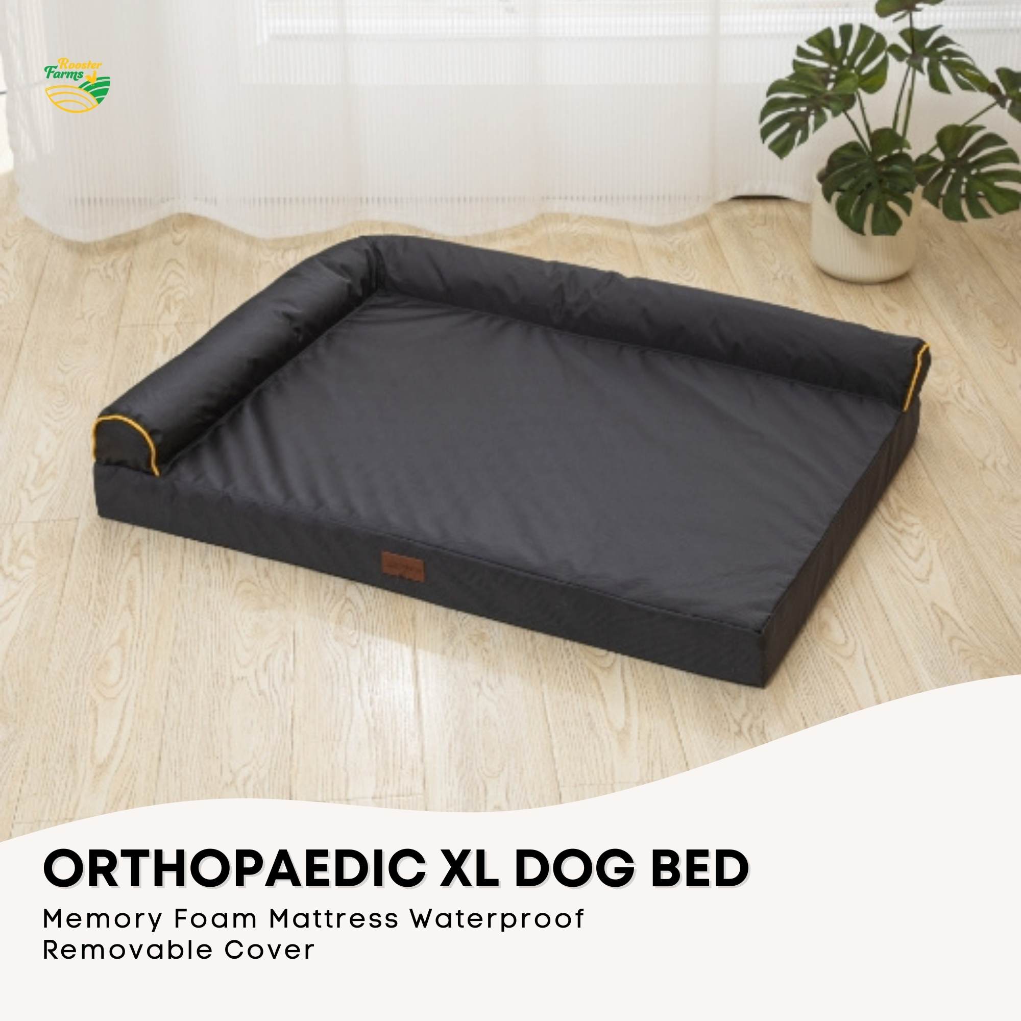 Orthopaedic Dog Bed XL – Memory Foam Mattress with Waterproof Cover (Grey)