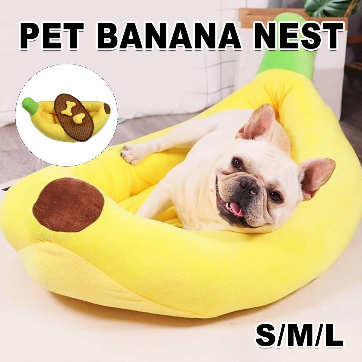 Cute Banana-Shaped Pet Bed – Warm Winter Kennel for Cats & Dogs (Small)