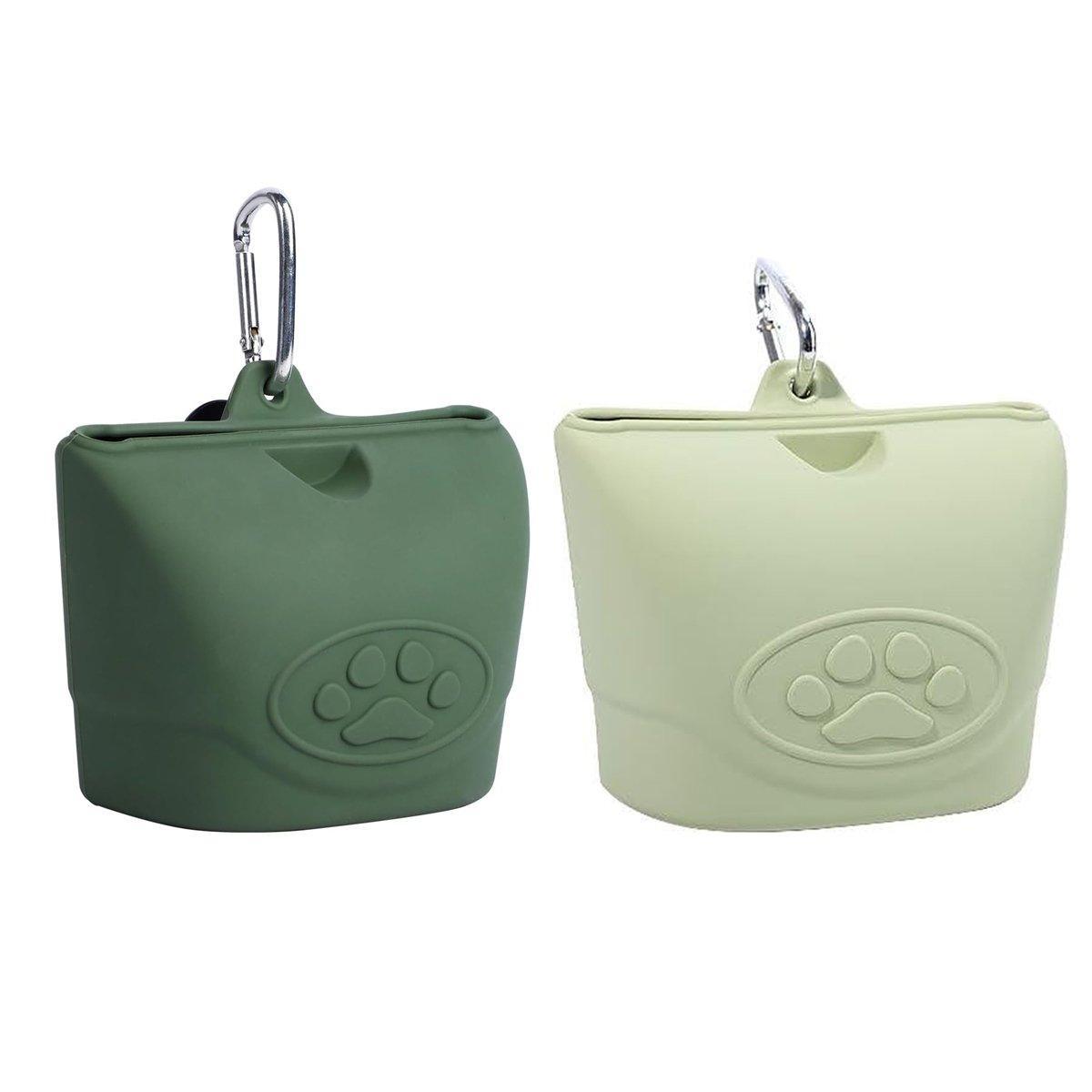 Light Green Portable Silicone Dog Treat & Food Pouch for Walks and Training