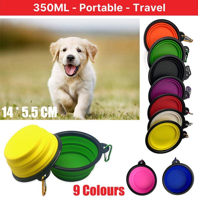White Collapsible Silicone Travel Pet Bowl – Portable Food & Water Feeder