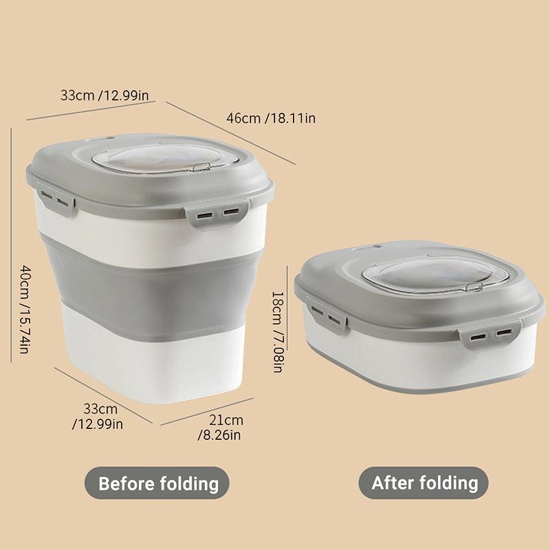 Green Foldable Large-Capacity Pet Food Storage Container with Sealed Lid