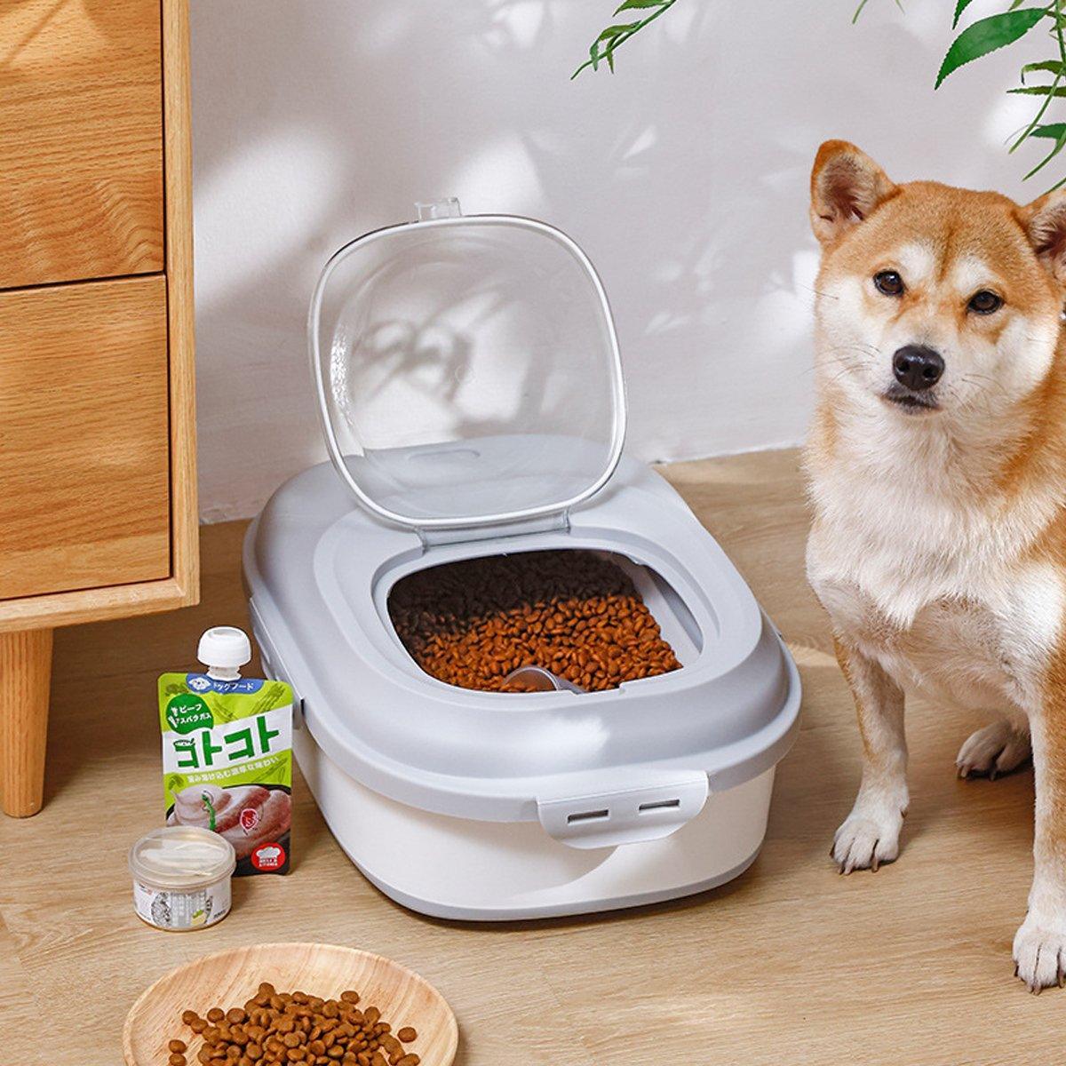 Grey Foldable Large-Capacity Pet Food Storage Container with Sealed Lid
