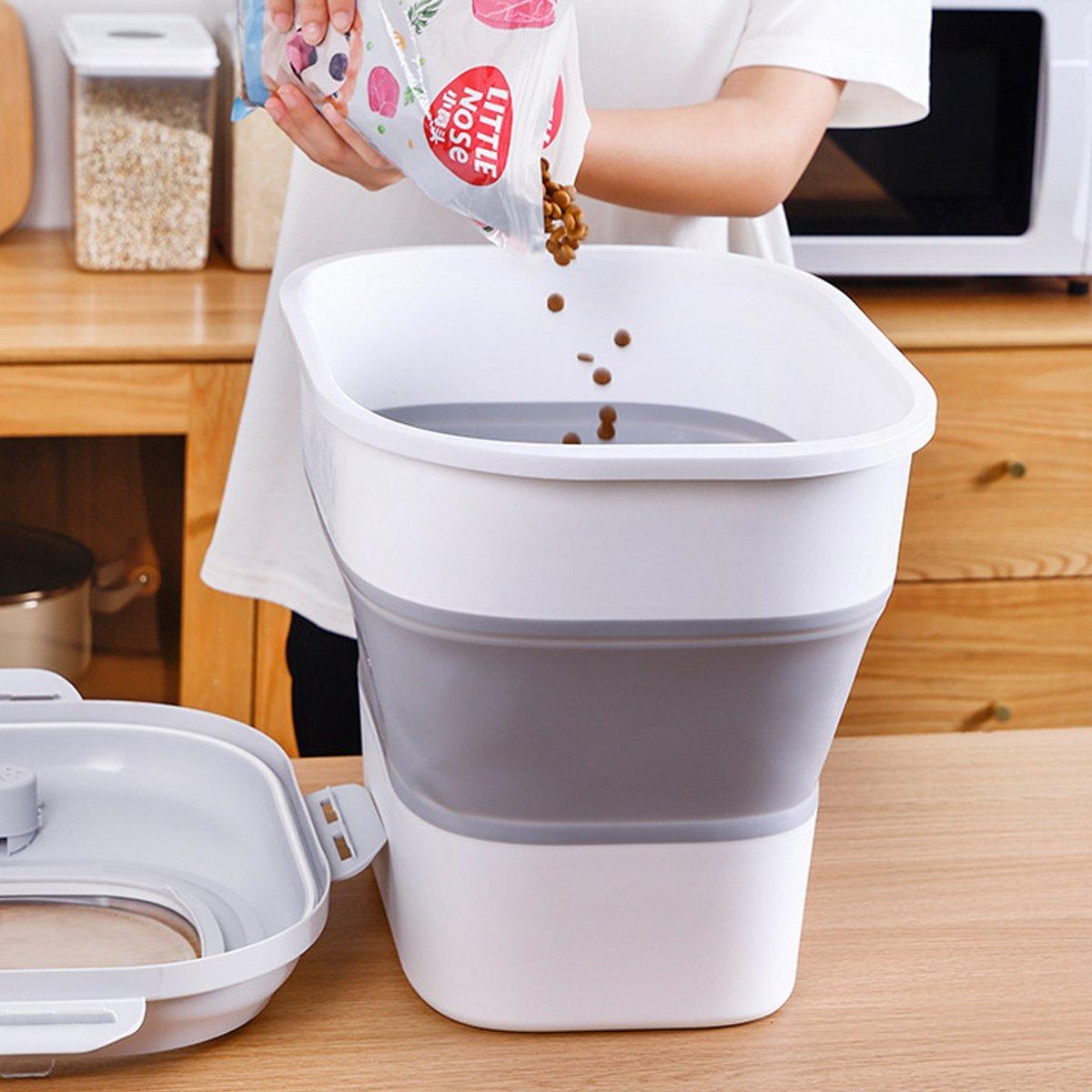 Pink Foldable Large-Capacity Pet Food Storage Container with Sealed Lid
