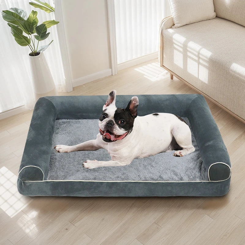XXL Orthopedic Dog Bed – 3-Sided Bolster Calming Mattress with Removable Cover