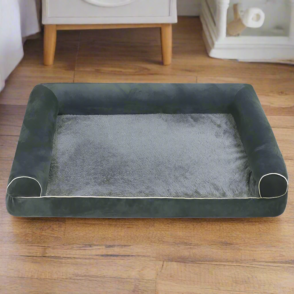 XXL Orthopedic Dog Bed – 3-Sided Bolster Calming Mattress with Removable Cover