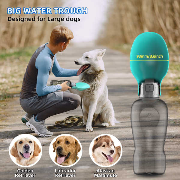 Pink & Grey Foldable Pet Water Bottle (800ml) – Leakproof Travel Hydration Dispenser
