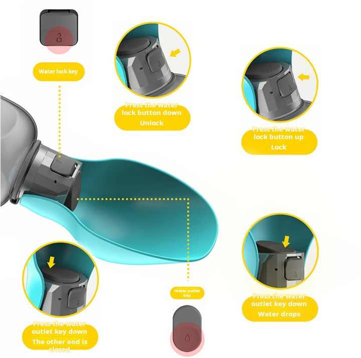 Pink & Grey Foldable Pet Water Bottle (800ml) – Leakproof Travel Hydration Dispenser