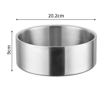 Silver Large 304 Stainless Steel Pet Bowl (64oz) – Heavy-Duty Non-Slip Feeding Dish