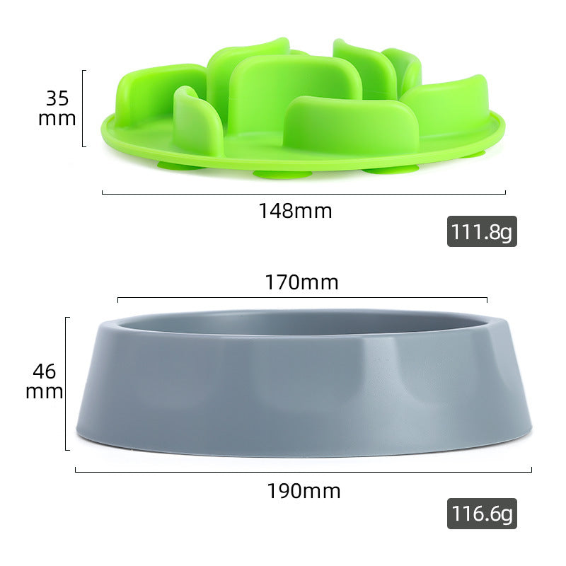 Cyan Slow Feeder Dog Bowl Set – Anti-Choke Silicone Puzzle Insert & Feeding Bowl
